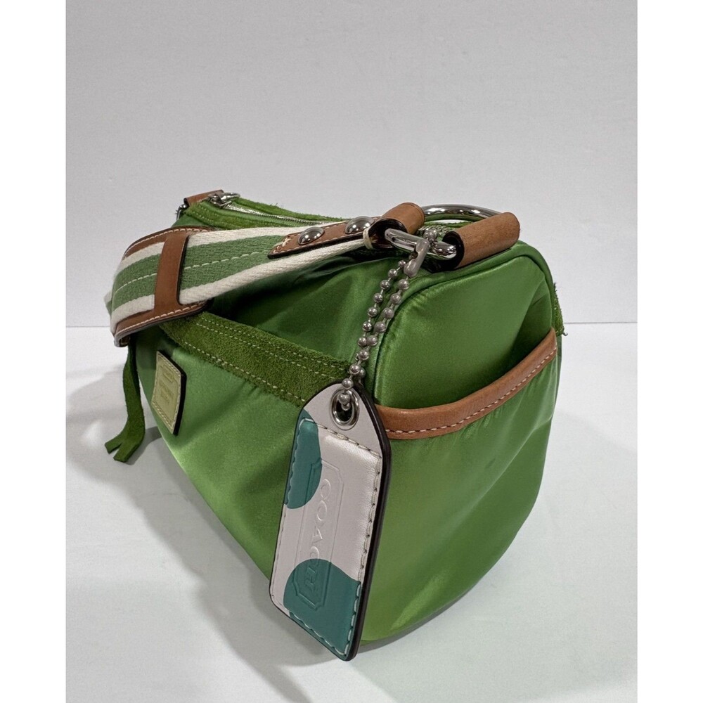 Coach Green Sateen / Leather trim Mini Barrel Bag Vintage 2006 RARE - Picture 7 of 14